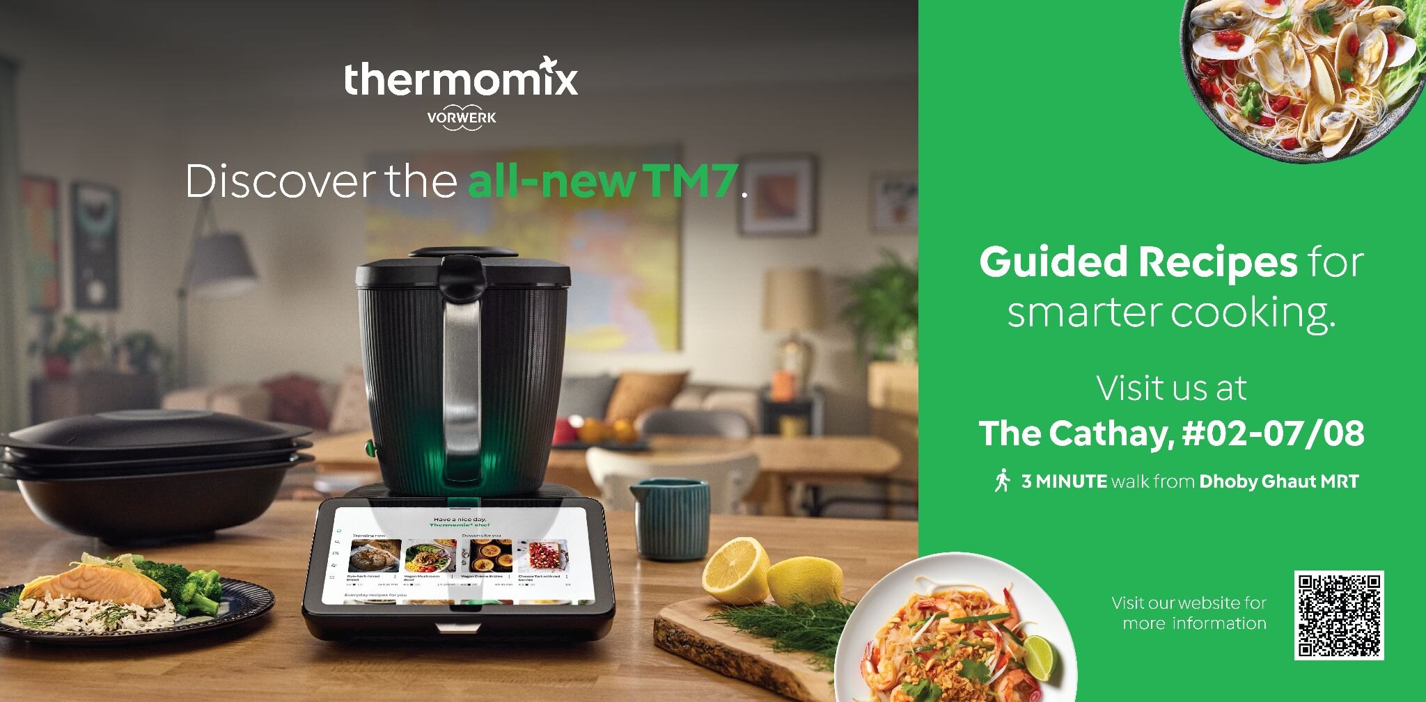 12-sheet poster: Discover the all-new TM7, Guided Recipes for smarter cooking, visit us at The Cathay