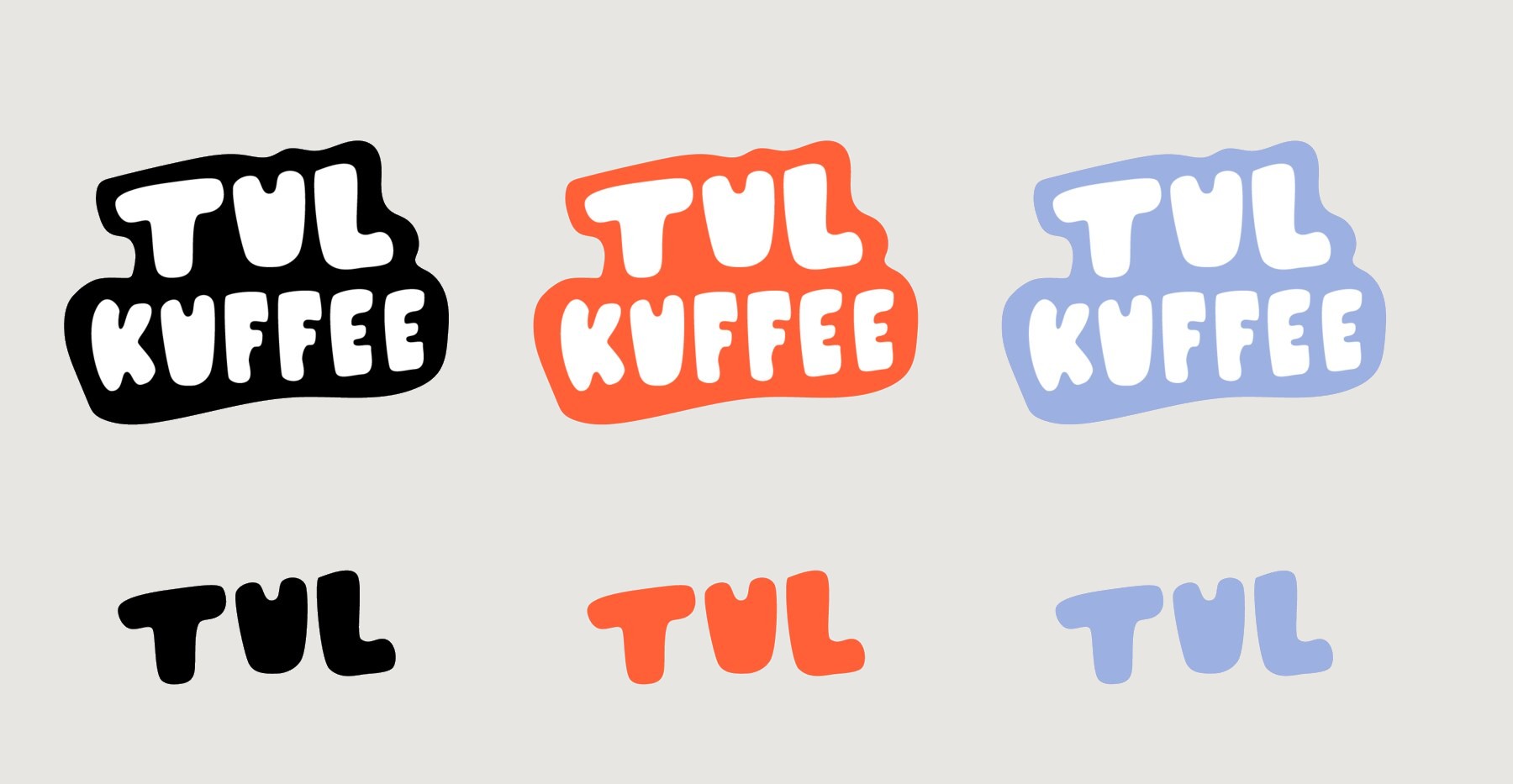 Tul Kuffee primary and secondary logos in black, orange and lilac